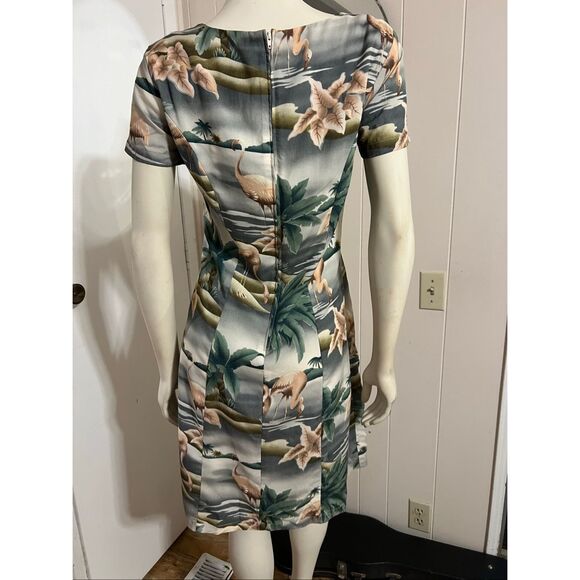 Vintage Tori Richard Pink Flamingo Hawaiian Print Short Dress S - Picture 7 of 10